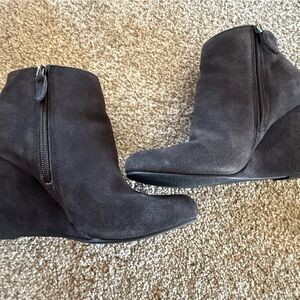 Dolce Vita Charcoal Suede Wedge Booties with Side Zip